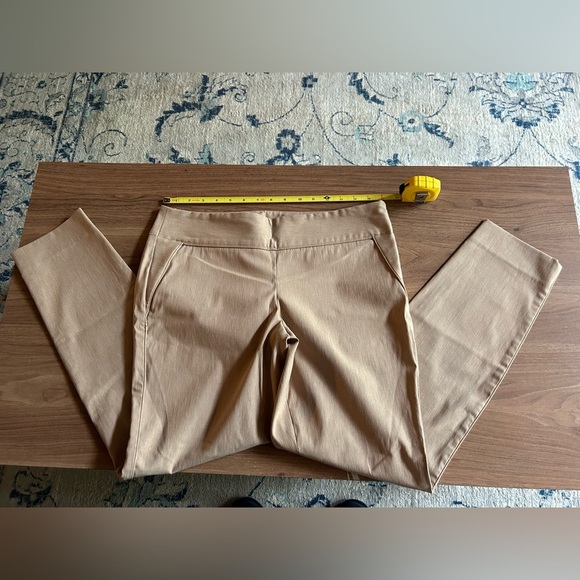 The Limited exact stretch side zip flat front size 8 slacks, tan dress pants - Picture 2 of 8